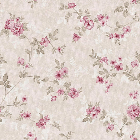 VEELIKE Cottage Floral Peel and Stick Wallpaper Vintage Cream Pink Flower Wallpaper for Bedroom Girls Room 17.7''x118'' Self Adhesive Removable Wall Paper Floral Contact Paper for Cabinets Shelves