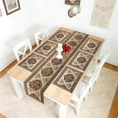 Nuxovilar Square placemats Set of 7 Table Runner and placemats Pink Floral&Vintage Pattern Linen-Cotton Tablerunner(72X13inch)&6 Placemats(11.8X17.7) Table Setting Supplies Cafe,Family Dinner