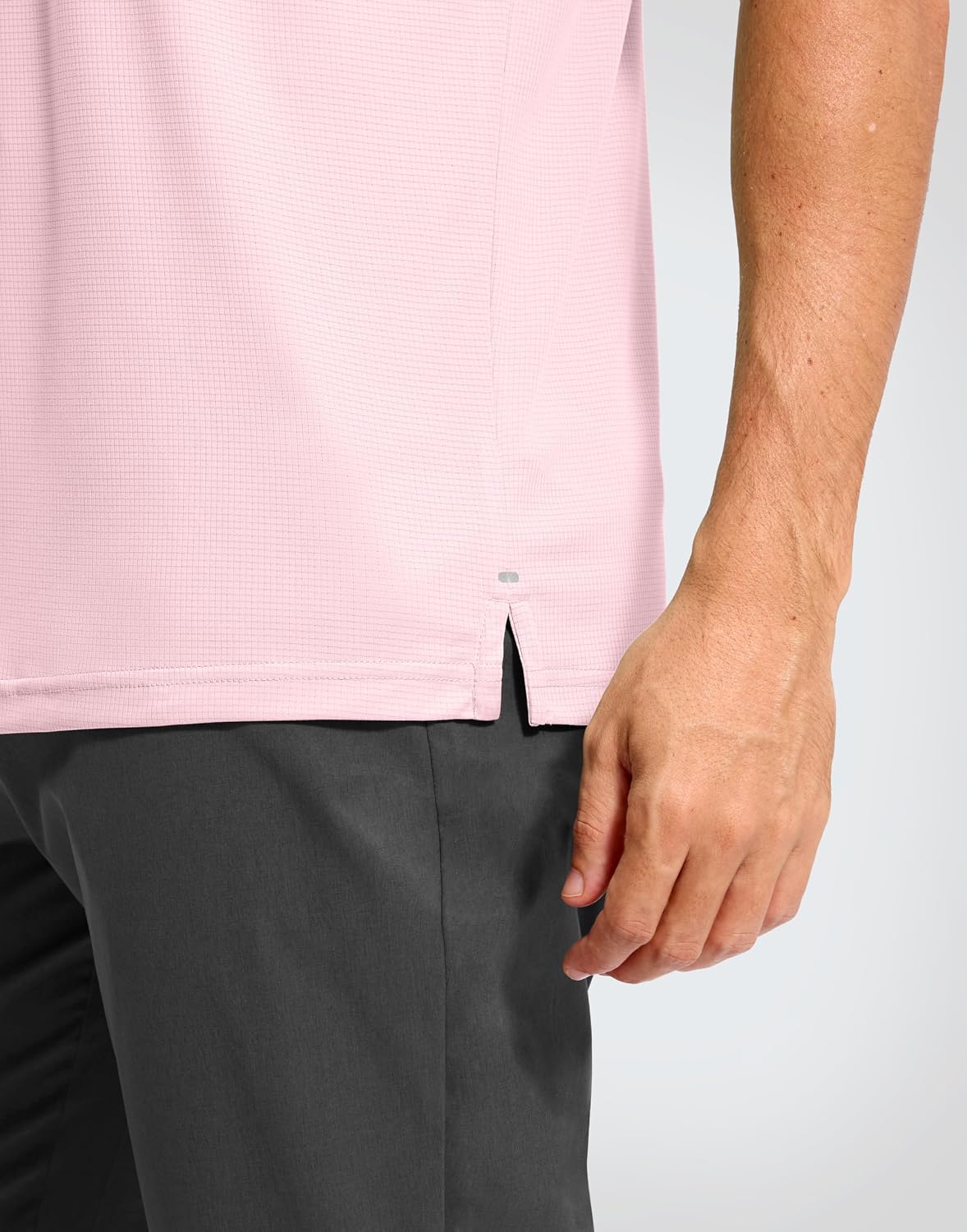 Mens Golf Shirt Grid Lightweight Short Sleeve Dry Fit Moisture Wicking Performance Athletic Collared Polo Shirts for Men