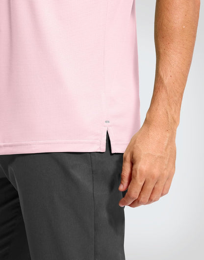 Mens Golf Shirt Grid Lightweight Short Sleeve Dry Fit Moisture Wicking Performance Athletic Collared Polo Shirts for Men