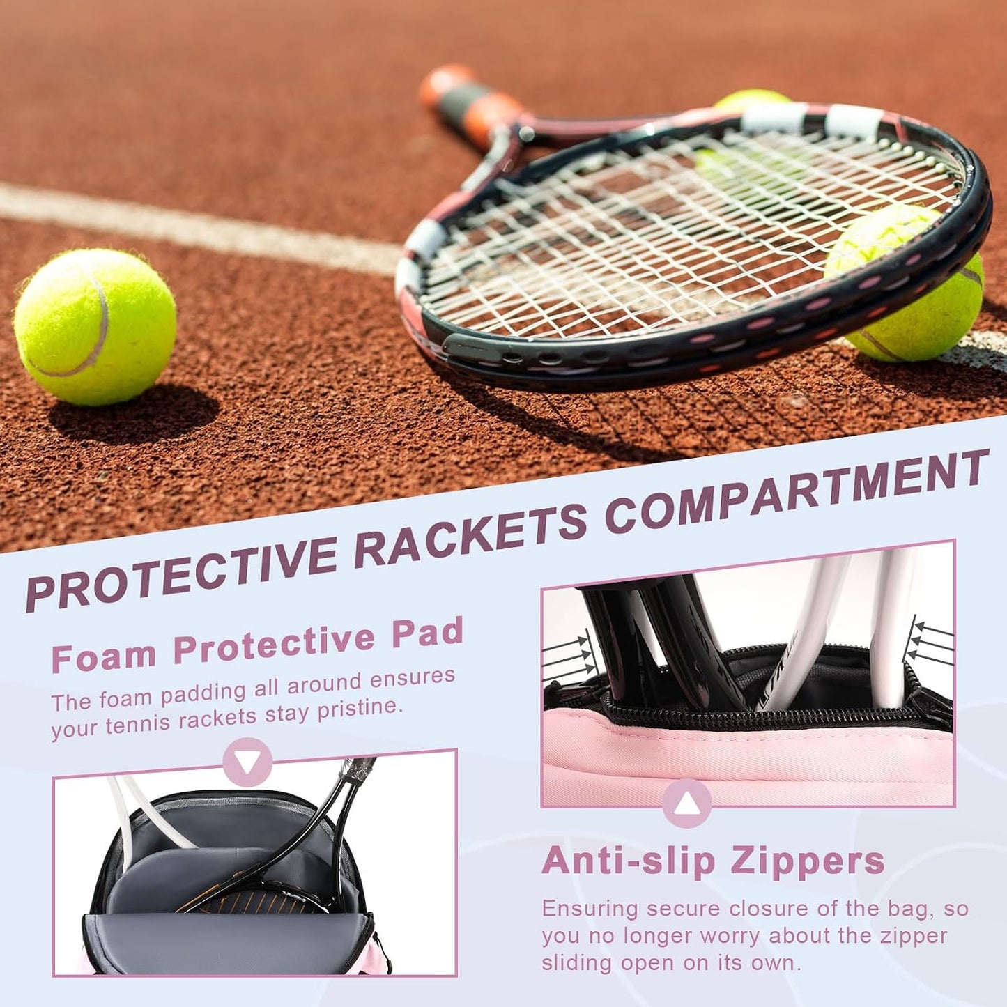 Arcoyard Tennis Bag Holds 2 Rackets, Professional Tennis Bags for Women, Tennis Backpack with Ventilated Shoe Compartment