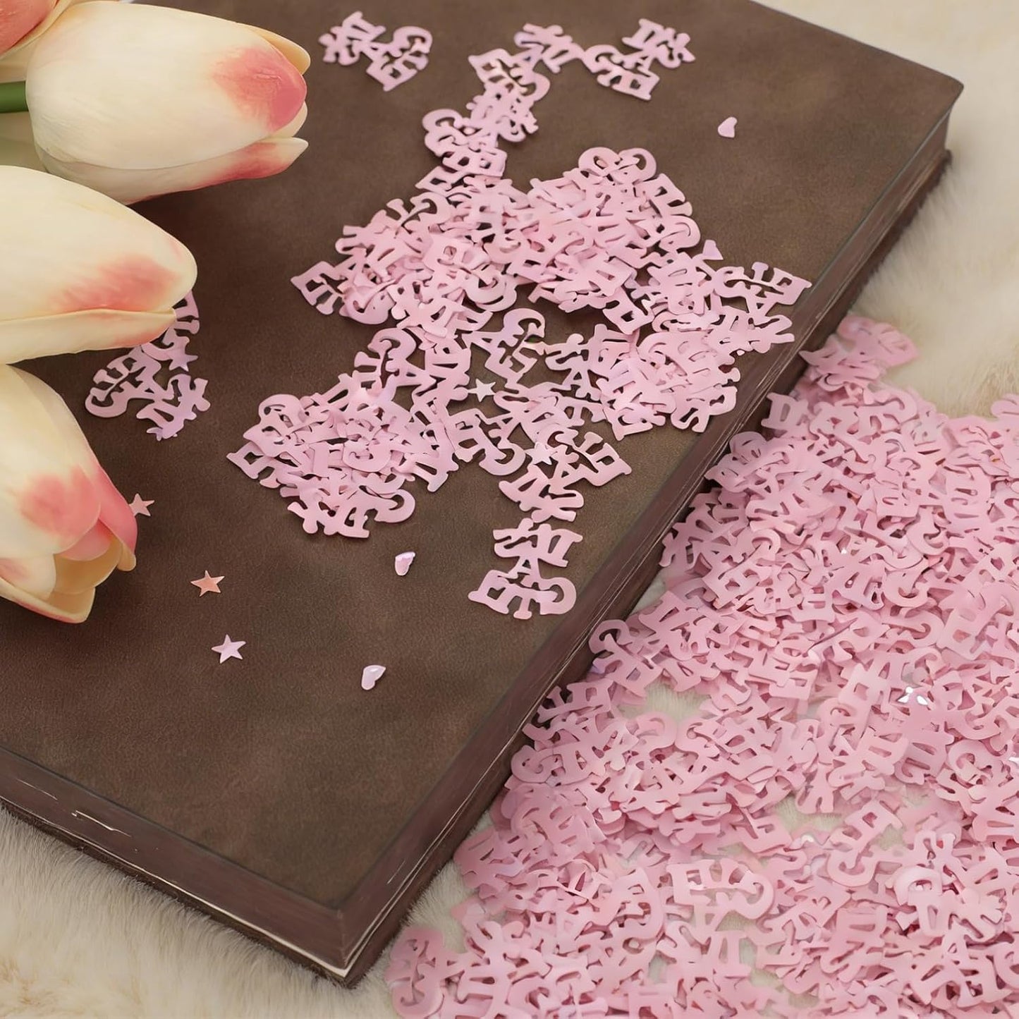Pink Baby Shower Confetti - 1000PCS Glitter Table Decor for Girl Birthday, Gender Reveal, Baby Sprinkle & Party Decorations