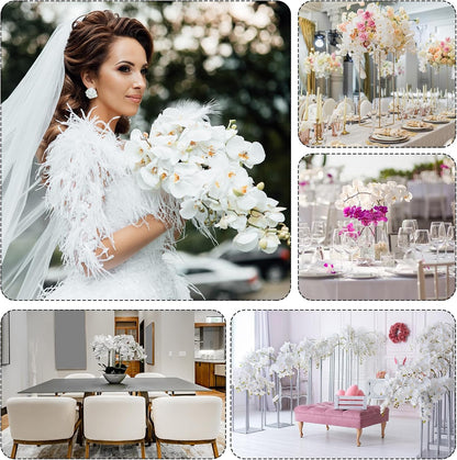 PATIKIL Artificial Orchid Stems 41", 6 Pack 9 Heads Faux Phalaenopsis Flowers Real Touch Fake Orchid Flower Branch for Vase Home Wedding Decoration, Dark Pink