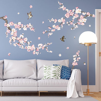 Cherry Blossom Wall Decals Pink and White Flower Wall Stickers