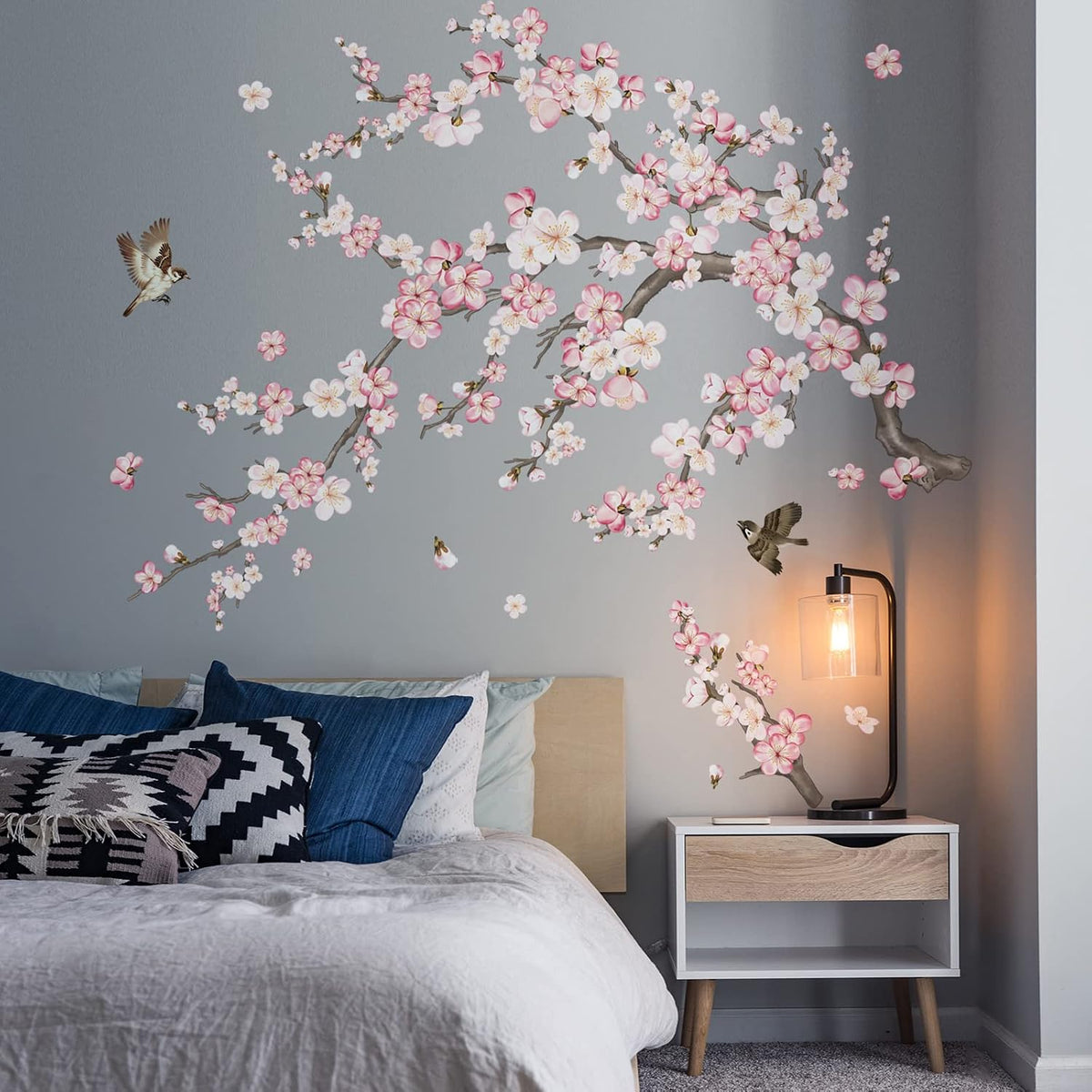 Cherry Blossom Wall Decals Pink and White Flower Wall Stickers