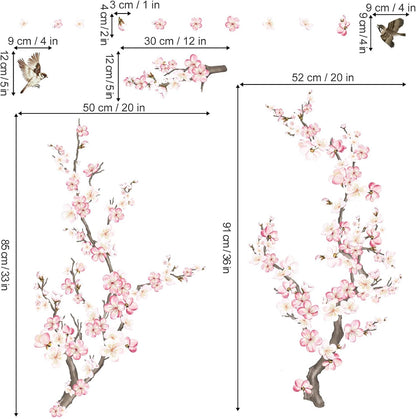 Cherry Blossom Wall Decals Pink and White Flower Wall Stickers