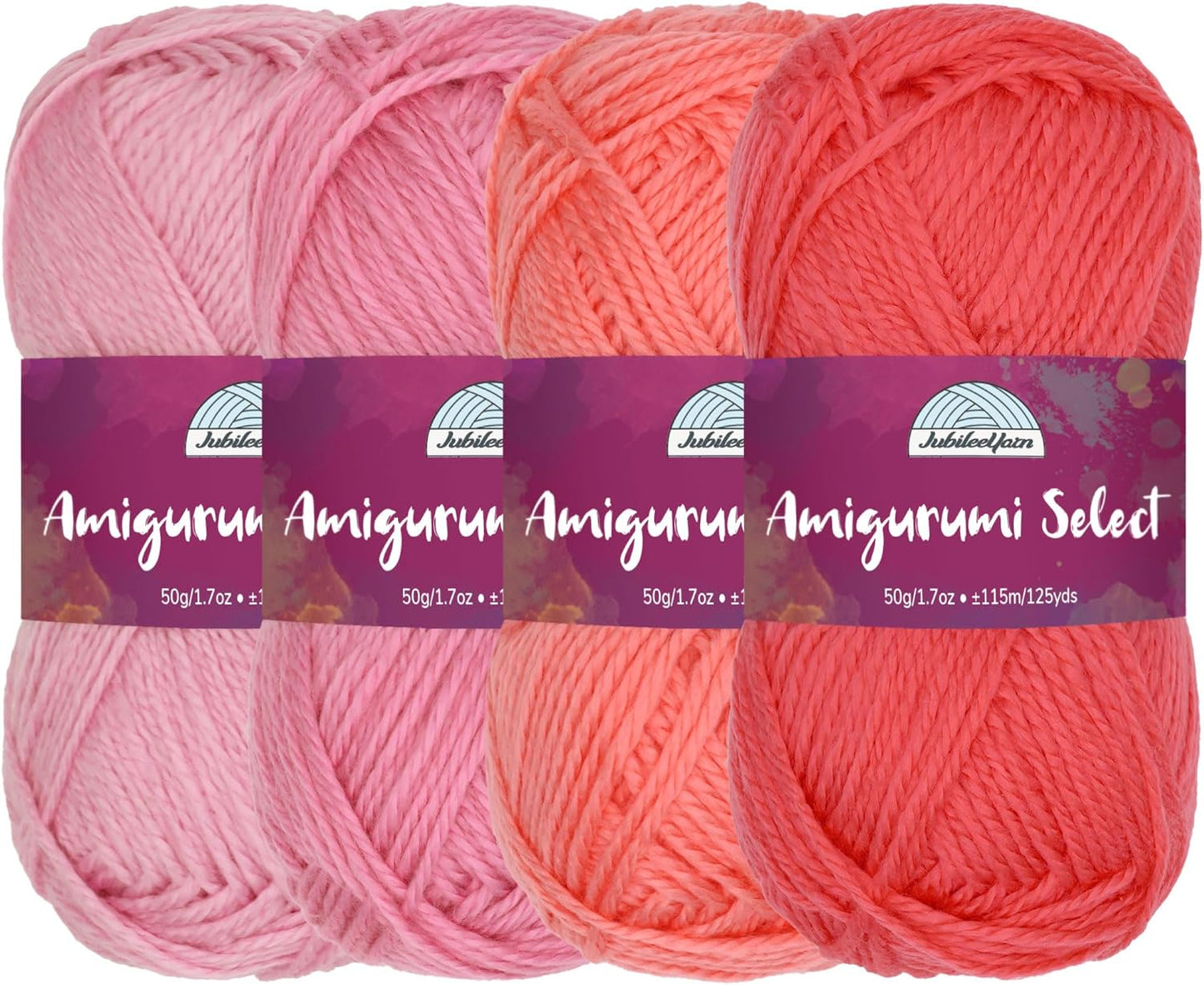 JubileeYarn Amigurumi Select Yarn - DK Acrylic - Shades of Pink - 4 Skeins