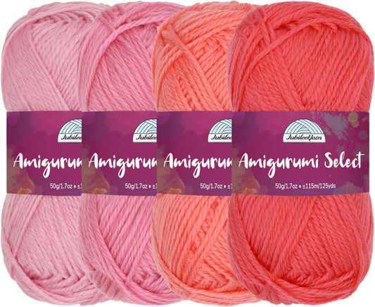 JubileeYarn Amigurumi Select Yarn - DK Acrylic - Shades of Pink - 4 Skeins
