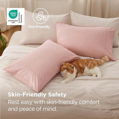 Bedsure Pillow Cases Standard Size Set of 2 - Blush Pink Brushed Microfiber Pillowcases, Super Soft and Cozy Pillow Case Covers with Envelope Closure for Kids, Wrinkle, Fade Resistant, 20x26 Inches