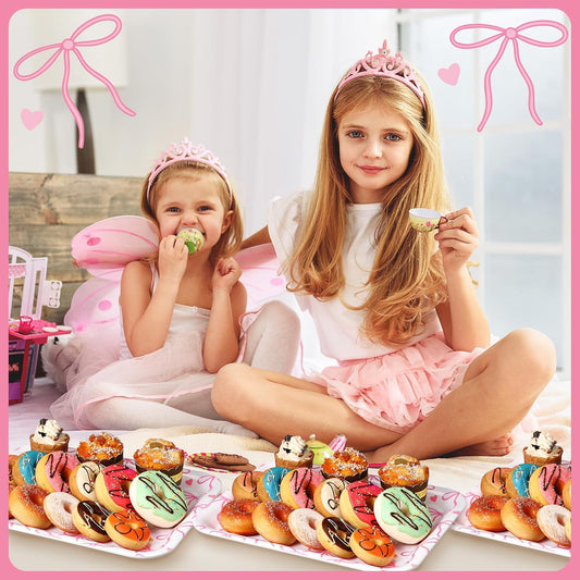 Tioncy 3 Pcs Pink Bow Serving Tray Bowknot Reusable Plate Dish 13" x 10" Decorative Tray Platter for Serving Food Room Organiser Home Party Supplies
