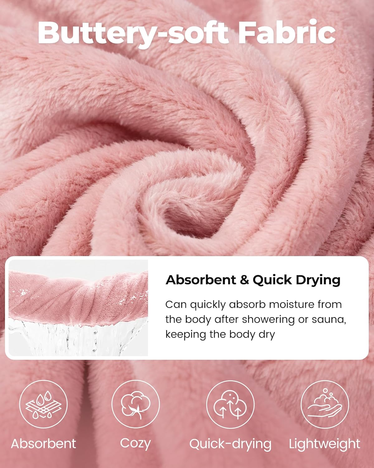 PJGGZ Towel Robe for Women with Straps - Lightweight Absorbent Cozy Bath Wraps for Women After Shower (Including Plus Size)