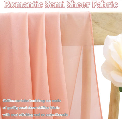 FOTSHARER Peach Chiffon Fabric Curtains 29x120 Inches 2 Panels Light Peach Wedding Arch Draping Fabric for Bridal Wedding Chiffon Curtain Drapes for Backdrop Tulle Wedding Curtains for Church Party