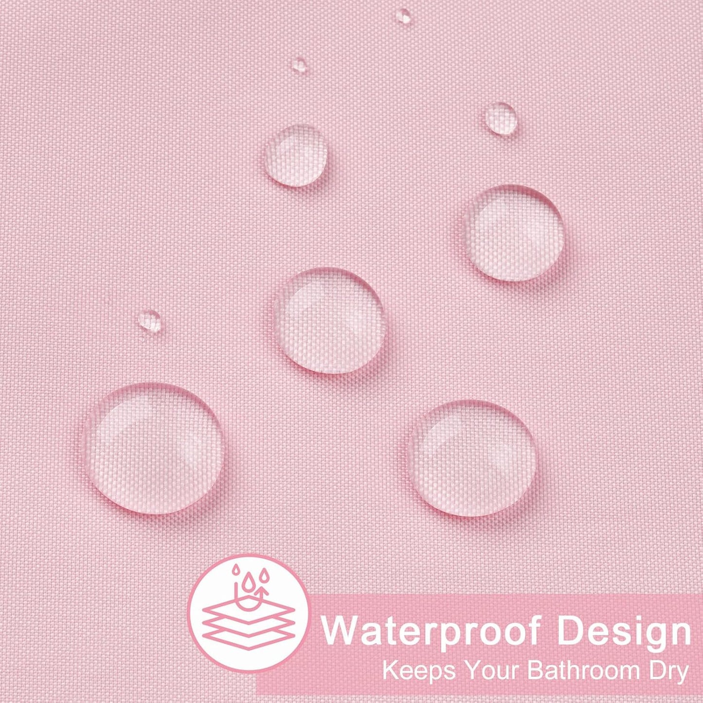 AooHome Solid Pink Shower Curtain, Fabric Weighted Hem Shower Liner with Hooks, Reinforced Metal Grommets, Waterproof, 72x75 inch