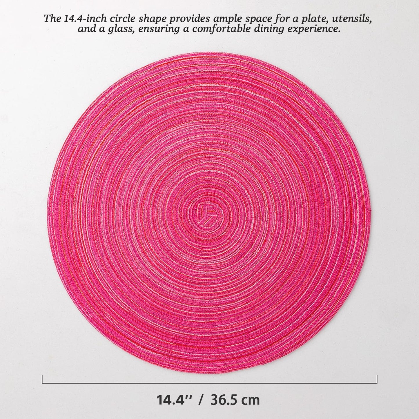 Round Placemats Set of 4 Woven Placemats Washable Braided Table Mats for Dining Table Heat Resistant Non-Slip Circle Place Mats(Pink)