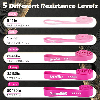 Seenelling Resistance Bands for Exercise Working Out, 5-Level Pull-Up Assistance Full-Body Training Bands for Women Men Home Workouts, Physical Therapy, Strength Training