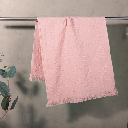 2 Pcs Boho Bathroom Hand Towel, 13 x 30 Inch Turkish Cotton Decorative Face Towel Soft Hand Towels for Farmhouse Boho Bathroom Decor Kitchen Hotel Spa(Pink)