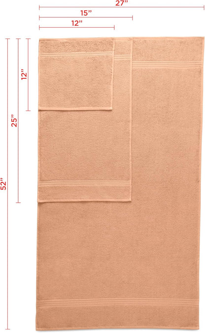 Martex Easy Living Everyday 6-Piece Bathroom Towel Set – 2 Bath Towels, 2 Hand Towels, 2 Wash Cloths – 100% Cotton – Soft & Quick-Dry Towels - Peach