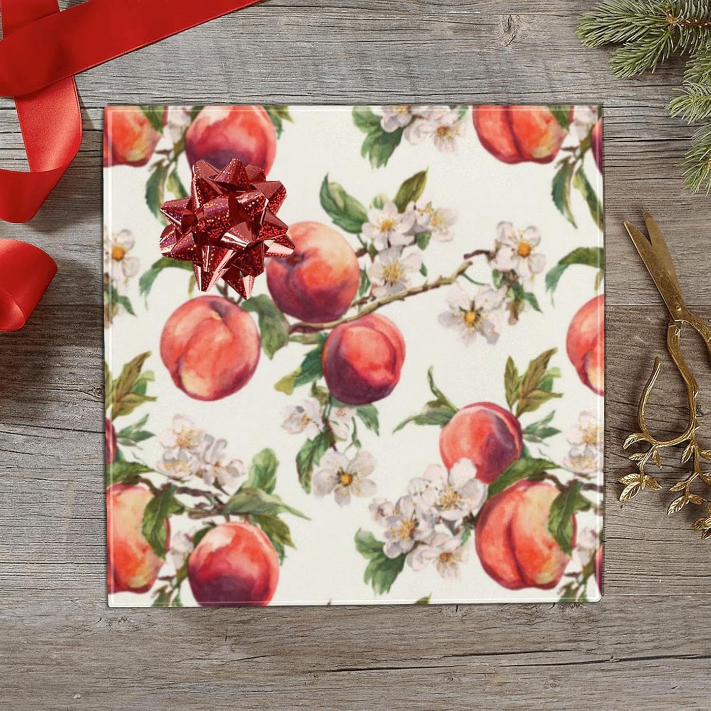 OTVEE 3 Rolls Birthday Wrapping Paper Roll - Watercolor Peaches Design Gift Wrapping Paper for Christmas, Bridal, Holiday, Party, Baby Shower - 58 x 22.8 inch