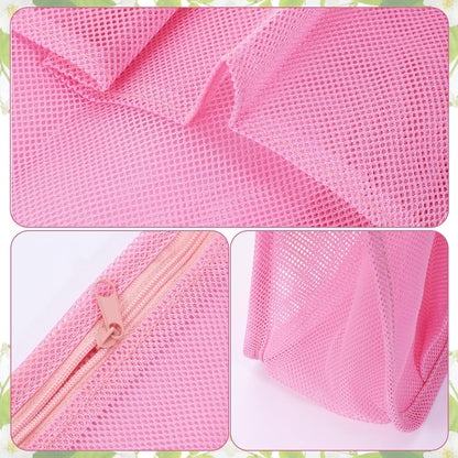 Mesh Shower Caddy, Quick Dry Hanging Toiletry Organizer Large Showers Basket Tote Bag Pink Bathroom Shower Bag Beach Camping Essentials for Toiletry, Bathroom, Beach, Camp, Gym Portable, 2 Handles