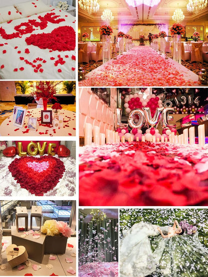 1200 PCS Rose Petals - Fake Rose Petal, Artificial Silk Rose Petals for Marry me, Valentines, Proposal, Wedding Love Decorations Romantic Party (Dark Pink)