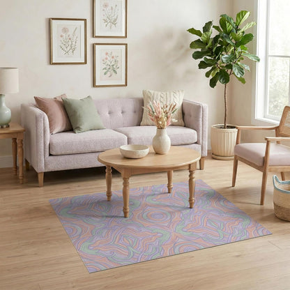 4'x6' Washable Abstract Swirl Area Rug, Peach Flatwoven Floor Mat Non-Slip Chair-Friendly Carpet for Home Office, Gaming Room, Under Desk | Ref:2091782