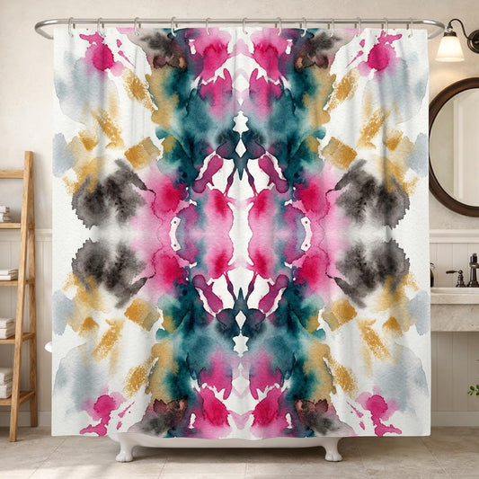 Watercolor Shower Curtain, Modern Contemporary Floral Abstract Spring Peach Polyester Waterproof Decorative Bathroom Curtain Decor for Toile Bathroom Dorm 72x72 Inch