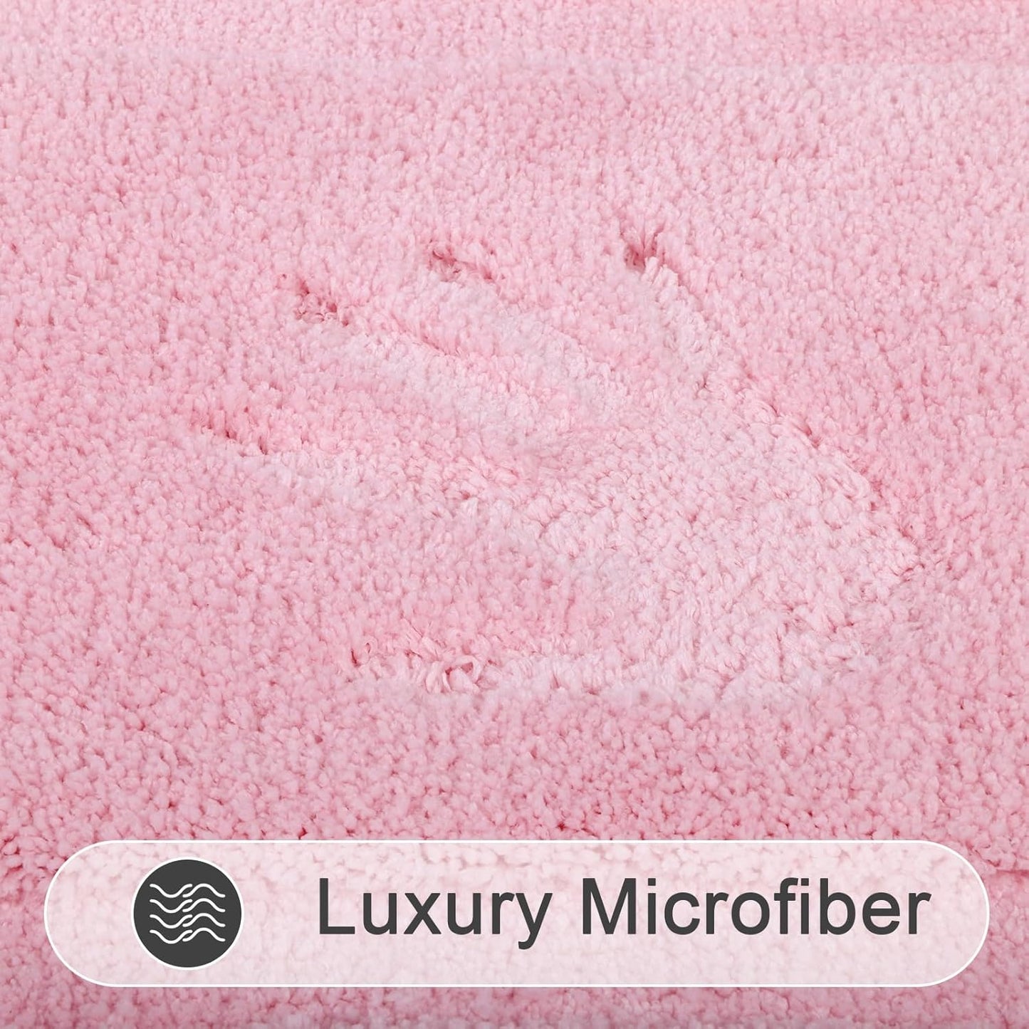 SHACOS 2 Pieces Pink Bathroom Rugs Set with Toilet Rug Soft Fluffy Absorbent 20"x32" Bath Rugs 20"x24" U Shaped Toilet Mat Non Slip Washable Bath Mat Set of 2