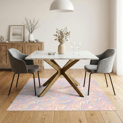 5'x7' Washable Abstract Abstract Area Rug, Blush Pink Flatwoven Floor Covering for Dining Room, Under Table, Home Office, Non-Slip Chair-Friendly Carpet | Ref:2091694