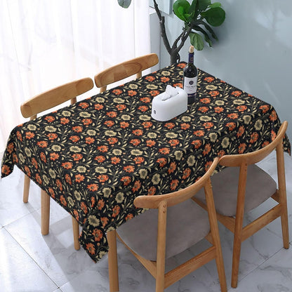 Victorian Simple Floral Pink Flower Rectangle Tablecloth, Drop Shapes Table Cloth Dining Table Cover for Kitchen Restaurant Party Buffet Picnic, 52x70 Inch