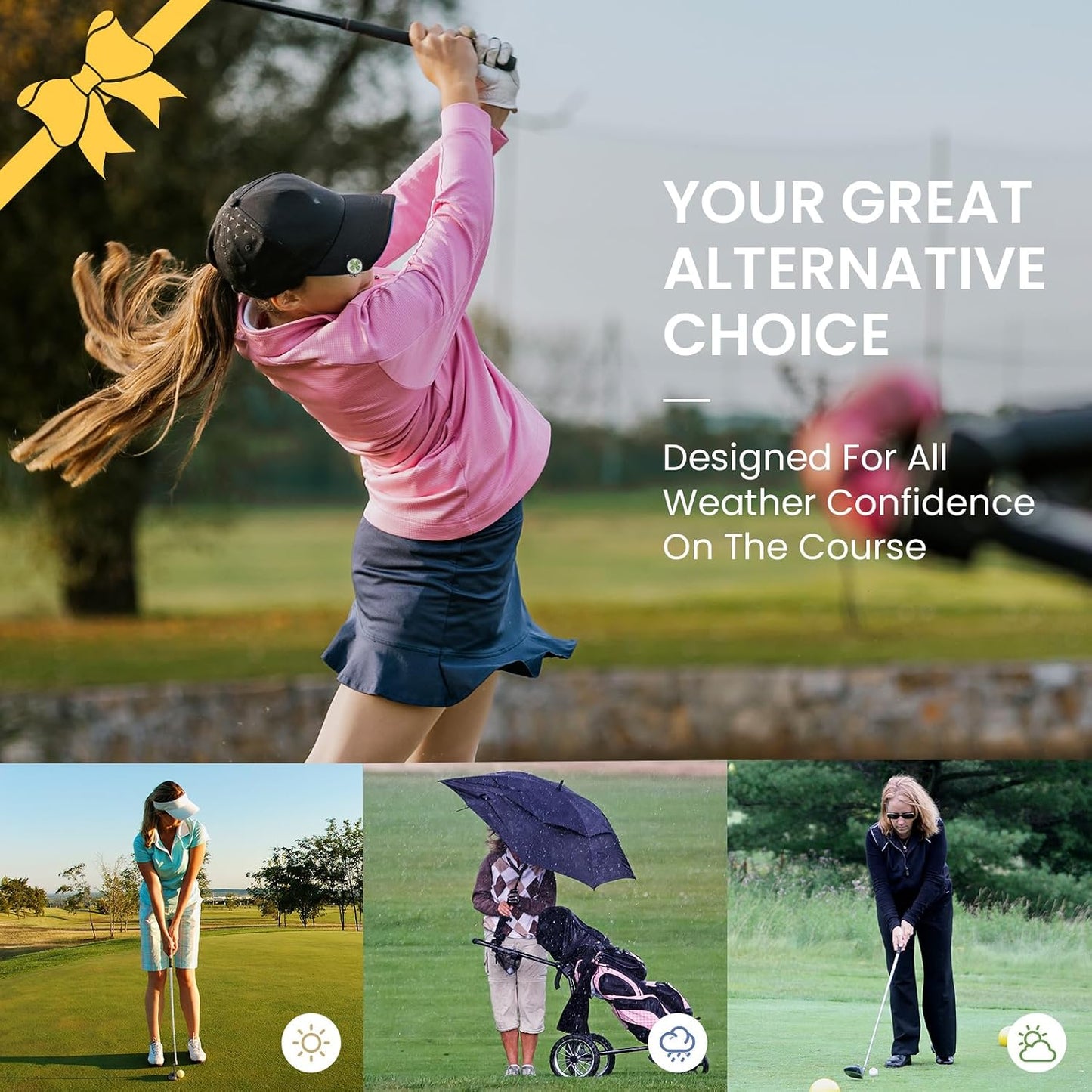 Amy Sport Premium Comfortable Women's Golf Glove Value Set | 2 Ball Markers + 1 Hat Clip + 10 Tees Included, Leather Palm Soft Grip, All Weather Reliable Control, Durable Flexible Design
