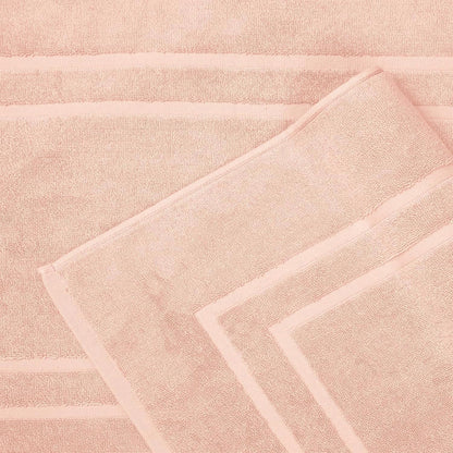 Feather & Stitch 2 Piece Towel Like Bath Mats (30x21 Inch) 100% Cotton Terry Bath Mats, Bathroom Shower Floor Mats [NOT A Bathroom Rug], Soft Absorbent Washable Mats - Pale Peach