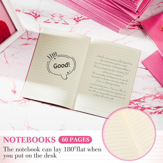 Mimorou 100 Pcs Journals Notebooks Bulk - Kraft Softcover A5 Small Notebooks 5.5 Inch x 8.3 Inch Notepads with 60 Page 30 Sheet for Writing Sketch Travel Office Supplies(Pink,Lined)