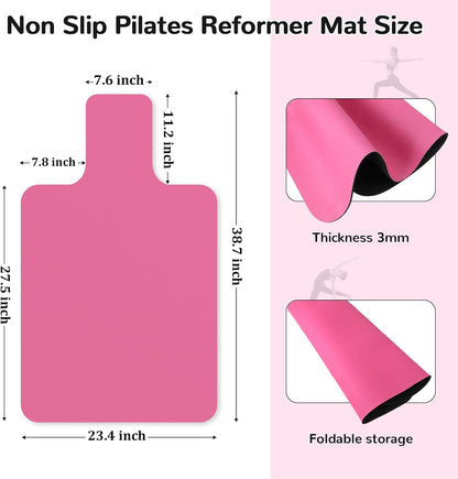 Non Slip Pilates Reformer Mat, Soft Suede Velvet Pilates Towel Mat, Pilates Mat with Multiple Equipment, Lightweight and Foldable, Sweat Wicking and Quick Drying, For Yoga and Fitness (Pink)