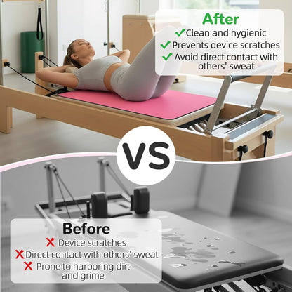 Non Slip Pilates Reformer Mat, Soft Suede Velvet Pilates Towel Mat, Pilates Mat with Multiple Equipment, Lightweight and Foldable, Sweat Wicking and Quick Drying, For Yoga and Fitness (Pink)