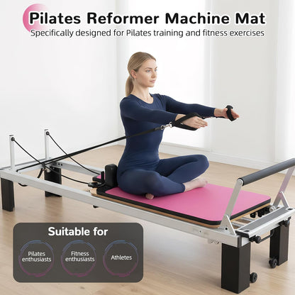 Non Slip Pilates Reformer Mat, Soft Suede Velvet Pilates Towel Mat, Pilates Mat with Multiple Equipment, Lightweight and Foldable, Sweat Wicking and Quick Drying, For Yoga and Fitness (Pink)