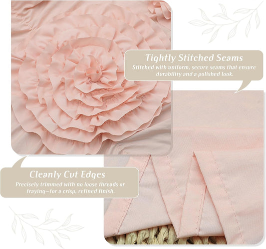 Homechoice Decor Farmhouse Ruffle Shower Curtain with Handmade 3D Flowers, Vintage Fabric Shower Curtains for Bathroom, Decorative Luxury Bathroom Curtain with 12 Holes, Peach Pink, 72" x 72" (LQ-41)