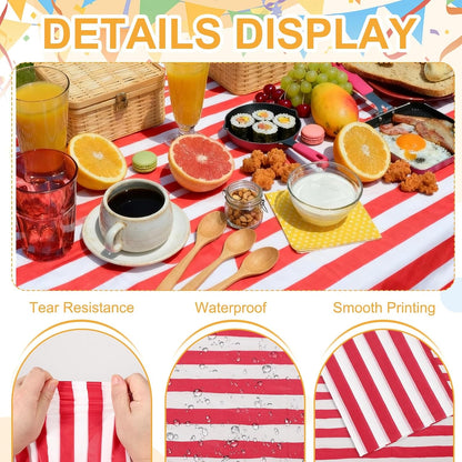 uxcell 3Packs Pink and White Striped Table Cloths 54 x 108 Inches Rectangle Plastic Tablecloth Waterproof Table Cover for Dining Birthday Party Kitchens Picnic