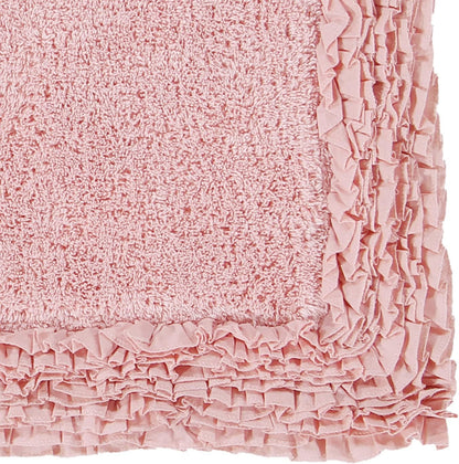 Better Trends Premium Bathroom 30” Round Mat 100% Cotton, Water Absorbent Non-Slip Backing, Machine Washable for Bathroom, Tub, and Shower Use, Pink Shaggy Border Collection