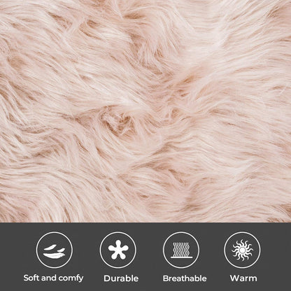 HYSEAS Set of 2 Decorative Faux Fur Throw Pillow Covers, Pale Pink Fluffy Soft Fuzzy Square Cushion Cover Pillow Case for Sofa, Couch, Chair, Bed, Cafe, 18 x 18 Inches