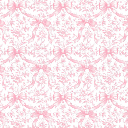 FYSUIMU Pink Bow Floral Peel and Stick Wallpaper Roll Coquette Bowknot Flower Contact Paper Self-Adhesive Wall Decoration for Home Bedroom Bathroom, 17 in x 18 Ft
