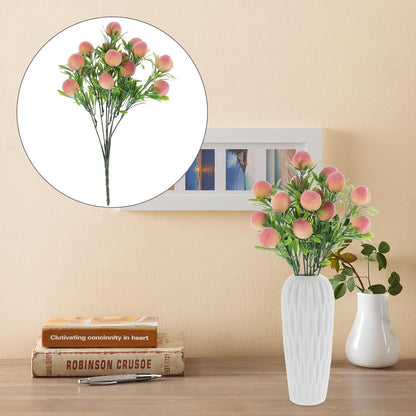 SUPVOX 2pcs Artificial Peach Branches Faux Fruit Stem Bouquet Plastic Peach Decor for Home Vase Filling Indoor Decoration