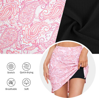 M MOTEEPI Skorts for Woman 18" Golf Athletic Skirts with Pockets High Waist Tennis Skirt