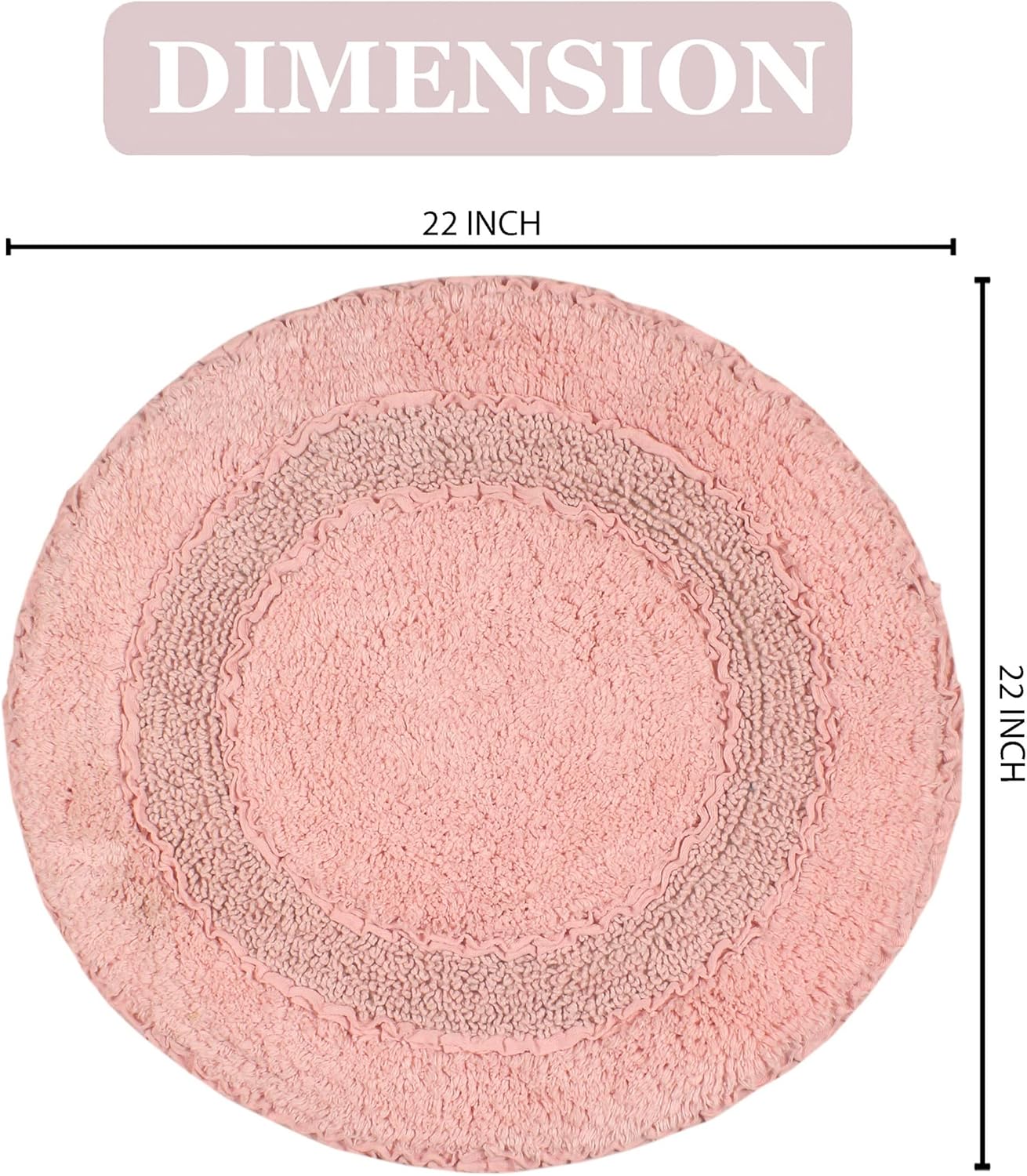 Home Weavers Radiant Collection 100% Cotton Bathroom Rugs Set, Bathroom Décor, Washable Rug, Extra Soft and Absorbent Bath Rug, Kitchen Mat, Bath Mat Set, Bath Floor Mat Non Slip, 22" Round, Pink