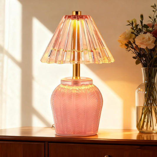 Battery Operated Lamp with Timer, Small Vintage Cordless Table Lamp for Office Desk Shelf, Pink Bedside Lamp for Living Room Entryway Bedroom Bathroom,Birthday Valentine's Gift for Her Women