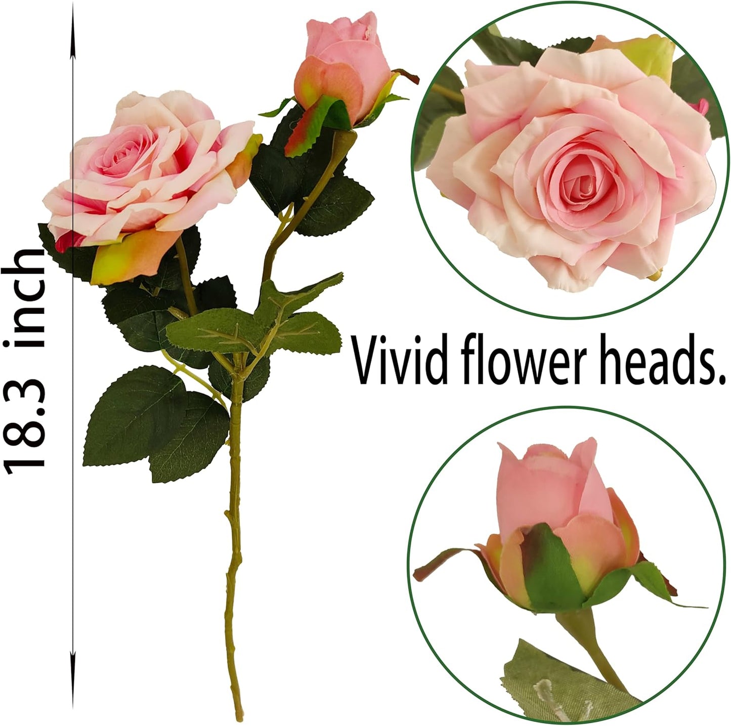 ATFL Fake Pink Roses Flowers, 6 Pcs Faux Silk Real Touch Moisturizing Artificial Pink Rose Flowers for Decoration DIY, Wedding Party, Home Office Decoration and Dining Table Centerpiece (6, Pink)