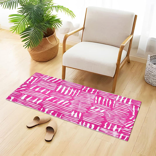 Bath Mat, Soft Absorbent Non Slip Bath Rug, Abstract Pink Stripe Bath Mats for Bathroom, Living Room Bedroom Home Mat Floor, Dry Quickly, Machine Washable 20 x 39 Inch