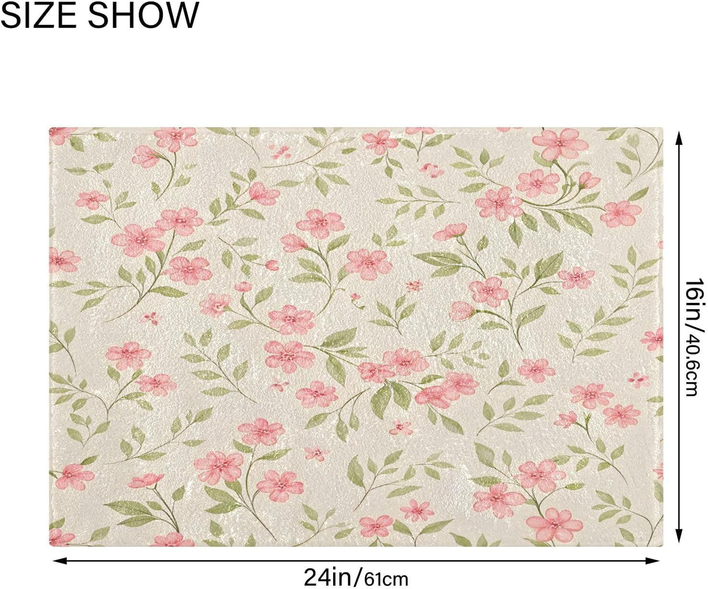 Watercolor Flowers Pink Bathroom Mat Rug 24" x 16" Non Slip Super Absorbent Quick Dry Bath Mats for Bathtub Fluffy Rugs