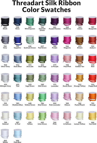 Threadart Pastel Peach 4mm 100% Pure Silk Ribbon - Single Spool | Soft 100% pure silk ribbon on a single spool - perfect for ribbon embroidery, bows, jewelry & fine crafts