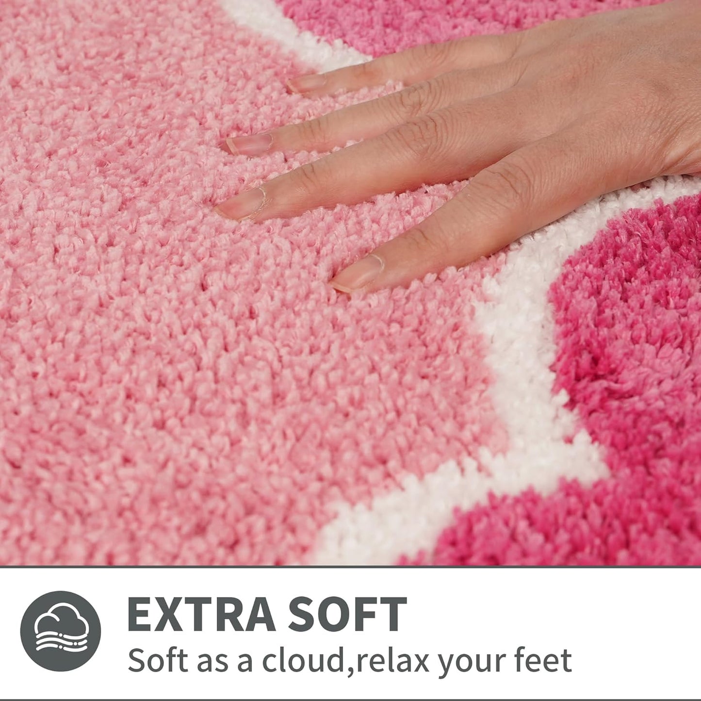 Cute Scalloped Rose Pink Bathroom Rugs Mat,Non Slip Absorbent Quick Dry Bath Mats for Shower Room,Microfiber Bath Mats for Bathroom Floor Washable Carpet for Shower Tub Sink Bedroom,20"x32"