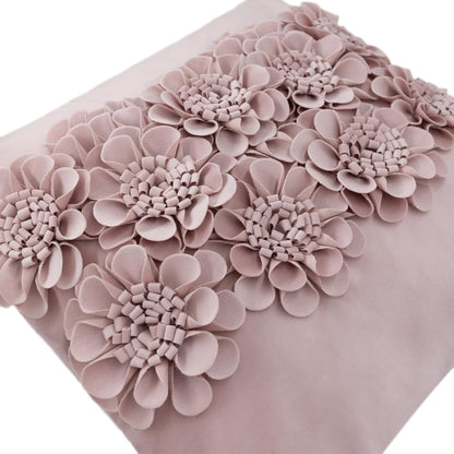 JWH Handmade 3D Flower Throw Pillow Covers Aesthetic Decorative Floral Accent Pillow Cases Stereo Velvet Pillowcase Cute Cushion for Car Bed Couch Bedroom Decor 18x18 Inch Dusty Pink